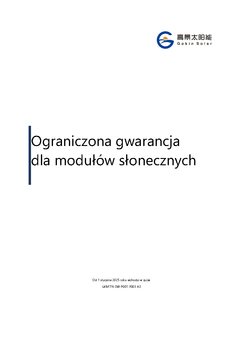 Ograniczona gwarancja dla modu?��w s?onecznych