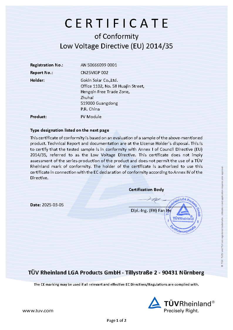 IEC61215&IEC61730 CE BC modu?u dwuszybowego