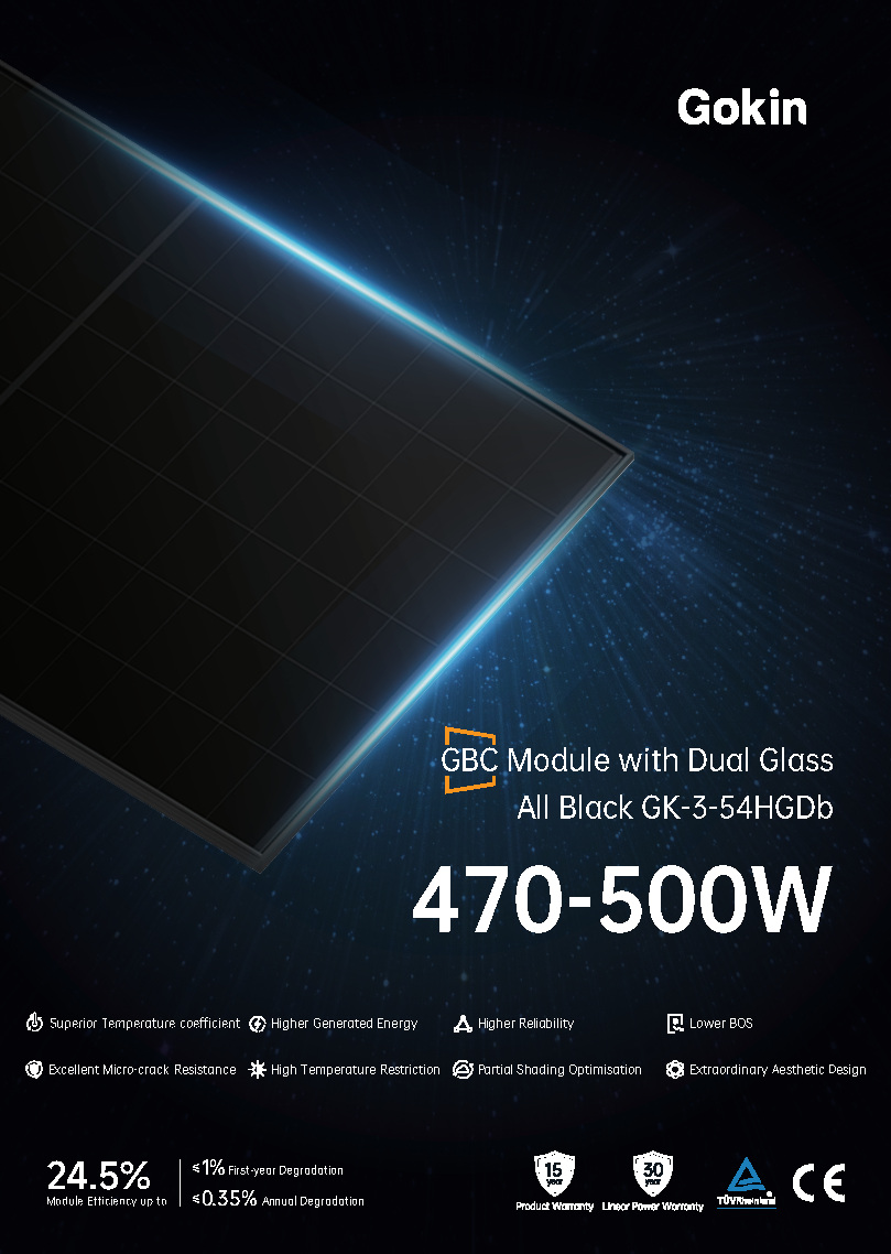 GK-3-54HGDb 470-500W<br>ALL BLACK (Glass:1.6mm)